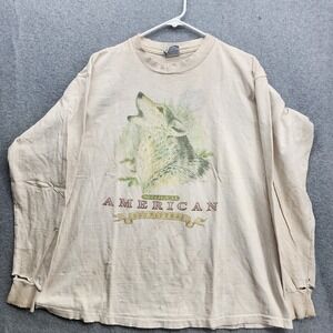 Vintage North American Outfitters Long Sleeve Wolf Shirt Distressed Grunge XL